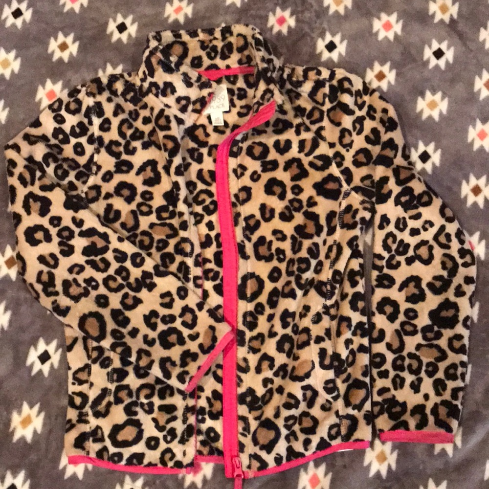 Girls leopard fleece jacket